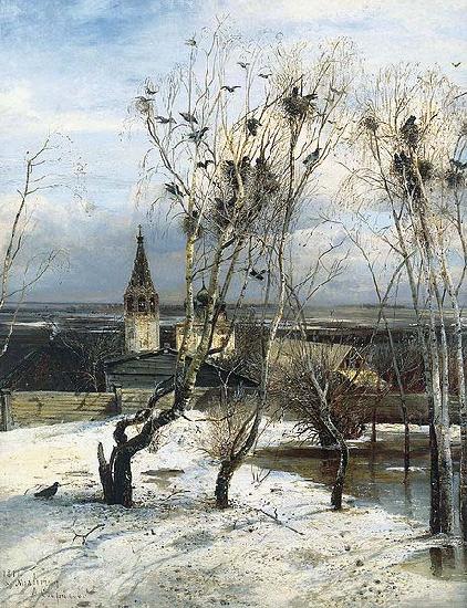 Alexei Savrasov The Rooks Have Come Back was painted by Savrasov near Ipatiev Monastery in Kostroma. oil painting image